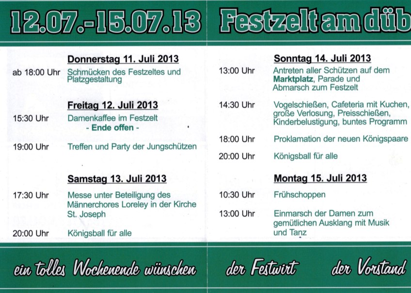 Programmablauf Schützenfest